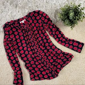 Banana Republic Sheer Cherry Polka Dot Blouse XS